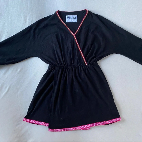 Pitusa Clothing Mykonos Pima Cotton Dress: Black No Tassels Size Petite - Picture 2 of 4